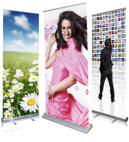 Roll up banner stands